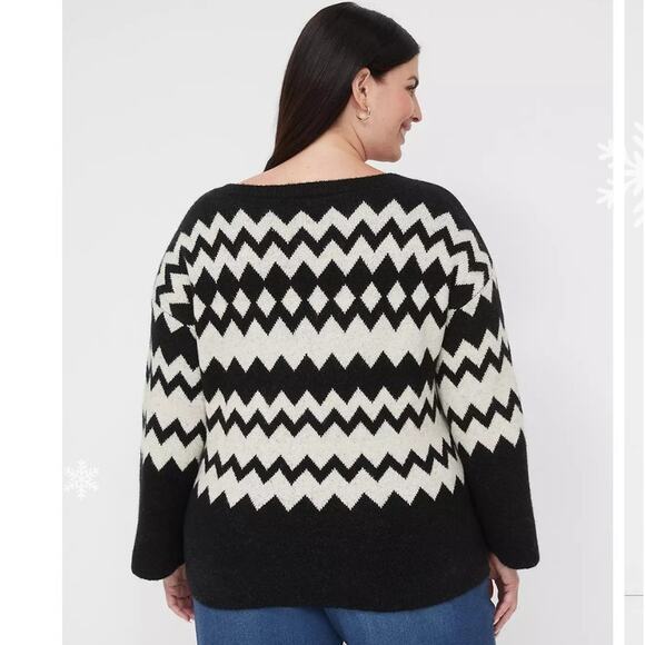 Lane Bryant NWT bracelet sleeve fair isle boatneck sweater woman's size 14/16 - Picture 5 of 15